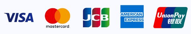 Accepted cards: Visa, Mastercard, JCB, American Express, UnionPay
